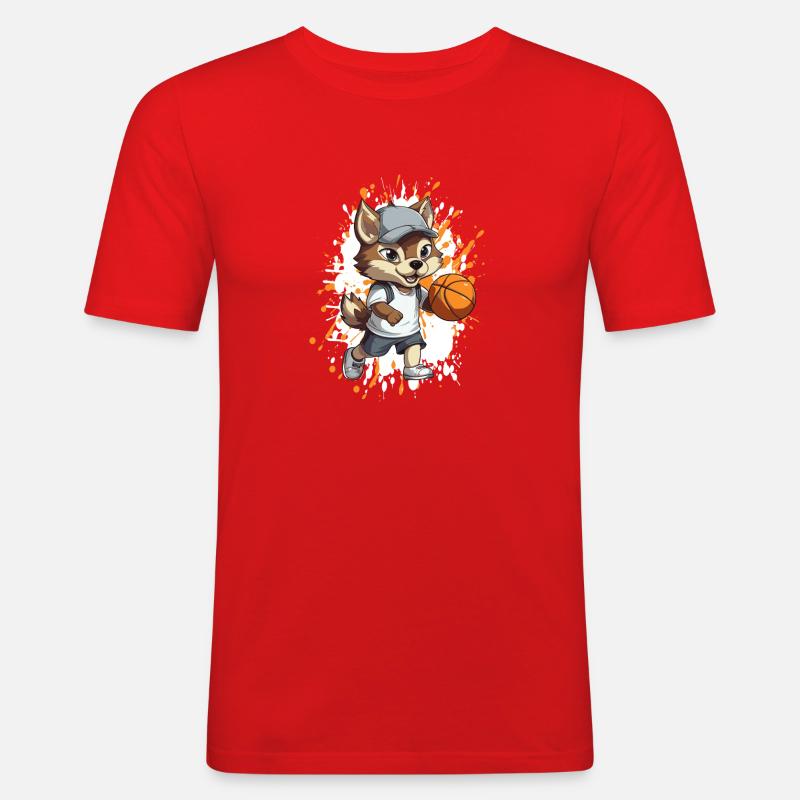 Fuchs Basketballheld im Freizeit-Look - Männer Slim Fit T-Shirt - Rot