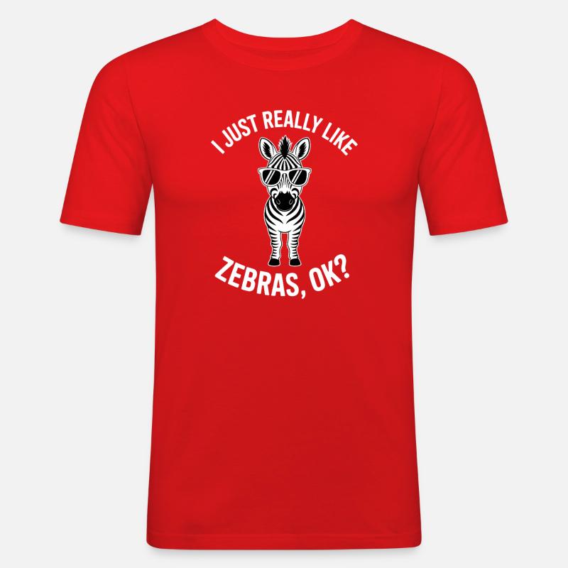 Zebra Spruch Lustiges Zebra Geschenk - Männer Slim Fit T-Shirt - Rot