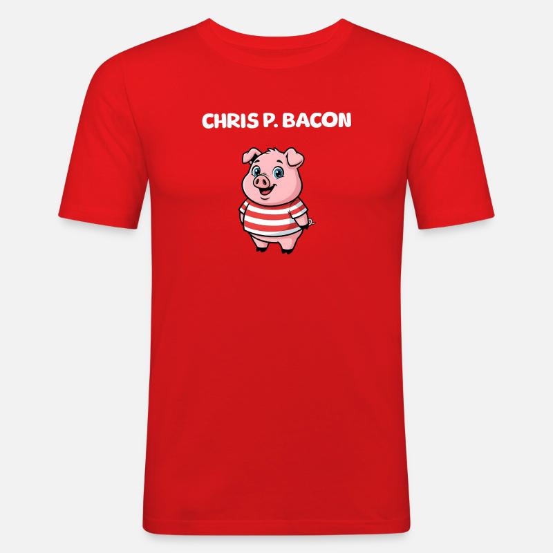 Chris P. Bacon - Cute Pig - Männer Slim Fit T-Shirt - Rot