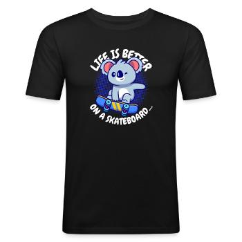 Koala Skateboard Joie de vivre - Men's Slim Fit T-Shirt - black - Front - Nik (191cm)