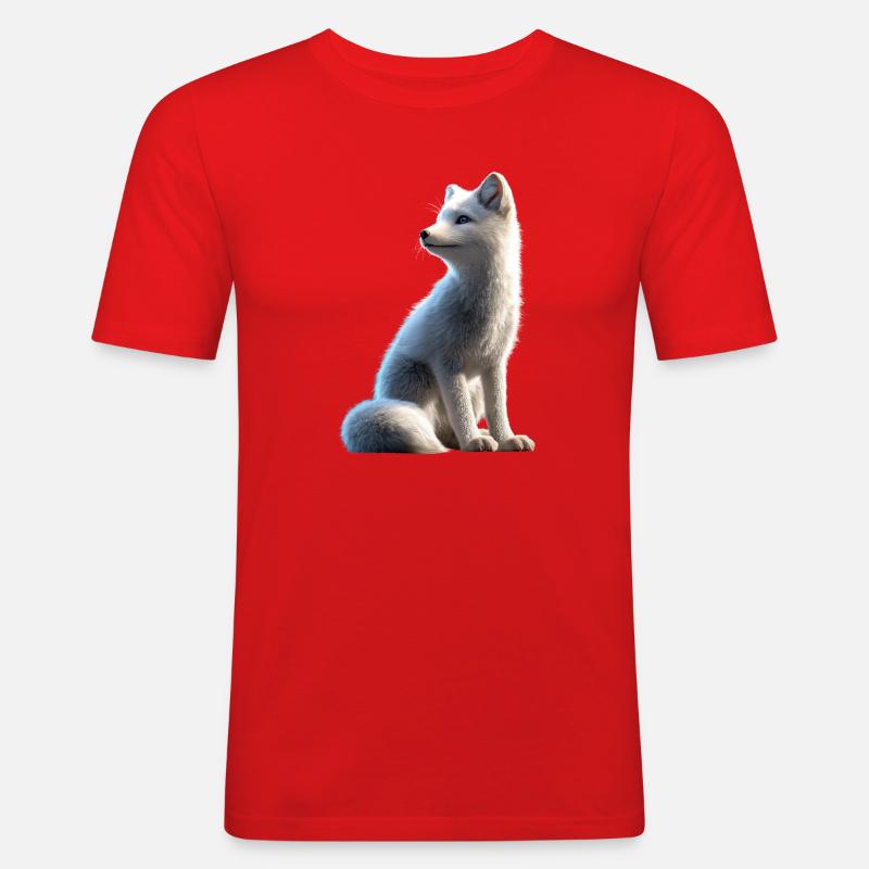 Polarfuchs Schneefuchs Eisfuchs Süßer Weißer Fuchs - Männer Slim Fit T-Shirt - Rot