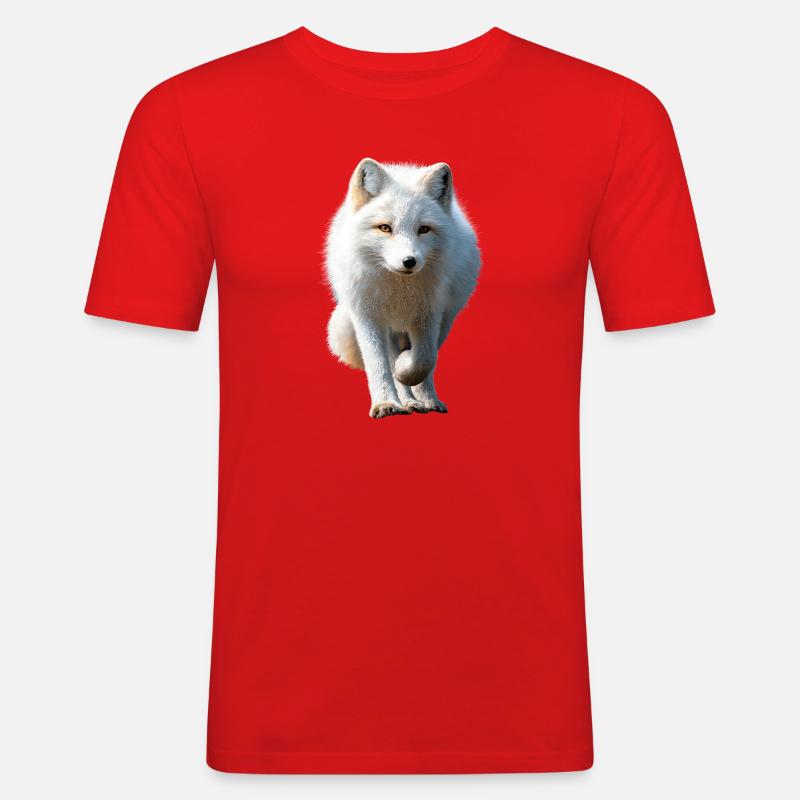 Polarfuchs Schneefuchs Eisfuchs Süßer Weißer Fuchs - Männer Slim Fit T-Shirt - Rot