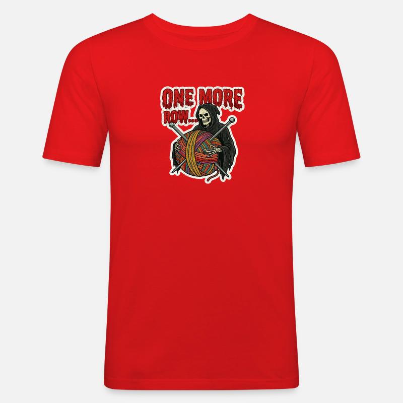 Noch Eine Reihe... Sensenstrick - Männer Slim Fit T-Shirt - Rot