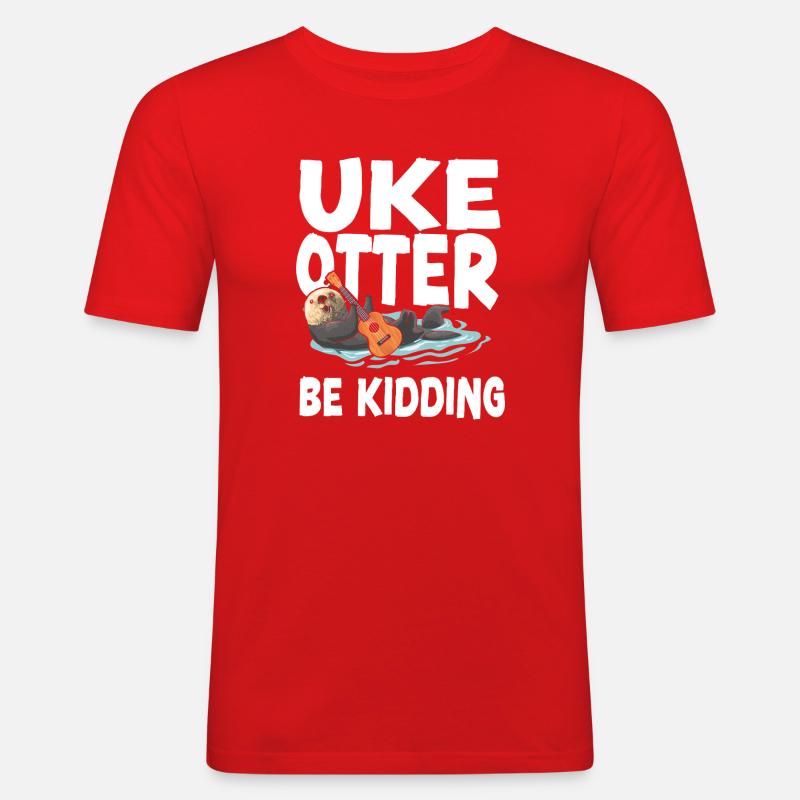 Hawaiian Ukulele Uke Otter Pun Uke - Männer Slim Fit T-Shirt - Rot