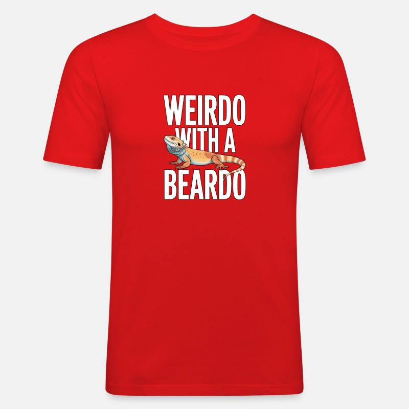 Weirdo mit Bartkind - Männer Slim Fit T-Shirt - Rot