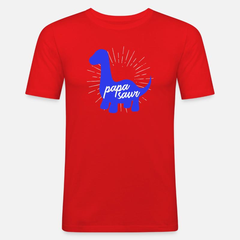 Papasaurier T-Rex Dinosaurier Vaterschaft Daddysaur - Männer Slim Fit T-Shirt - Rot