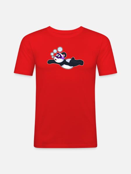 Panda Swimming Goggles Summer - Men's Slim Fit T-Shirt - red
