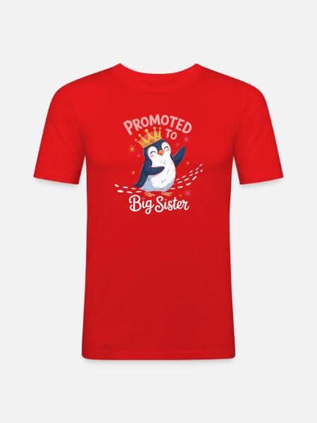 Promoted to Big Sister Penguin Design - Men's Slim Fit T-Shirt - red