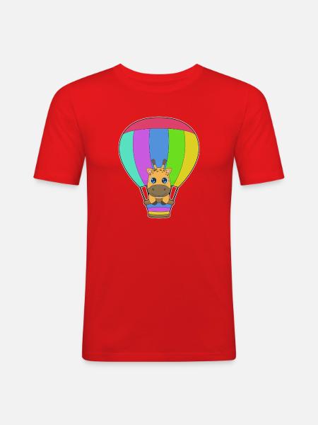 Montgolfière girafe - T-shirt près du corps Homme - rouge