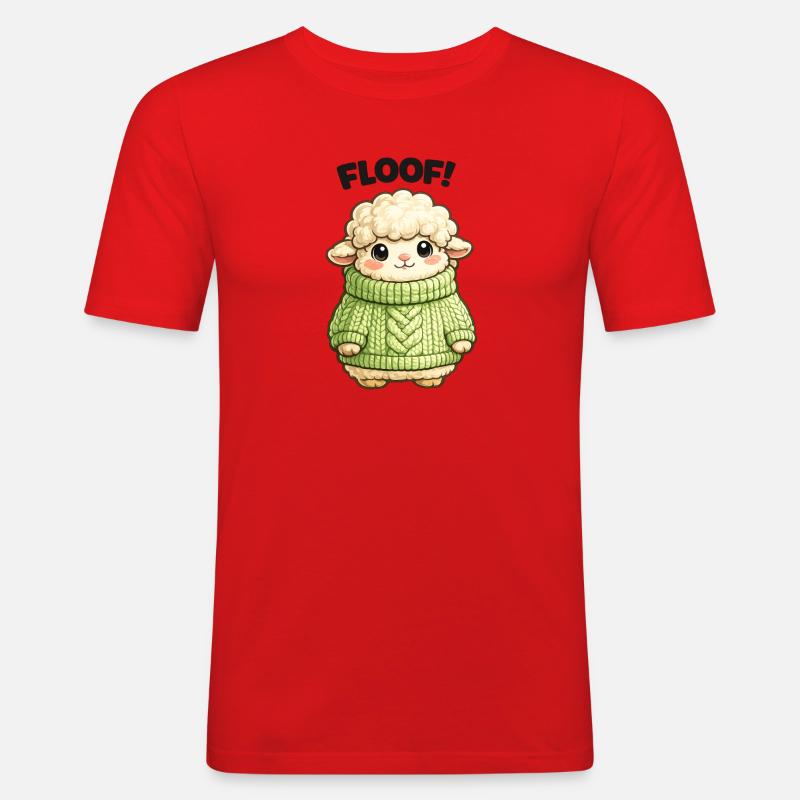 Kuscheliges Schäfchen Pullover Design - Männer Slim Fit T-Shirt - Rot