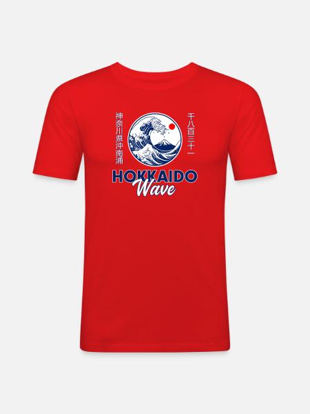 Hokkaido Wave Küstenkultur - Männer Slim Fit T-Shirt - Rot