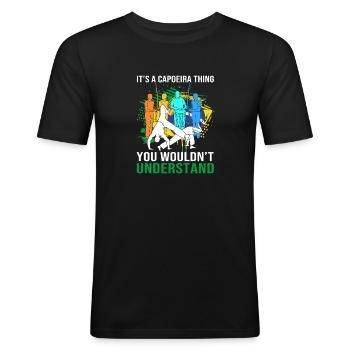 Capoeira - T-shirt près du corps Homme - noir - Devant - Nik (191cm)