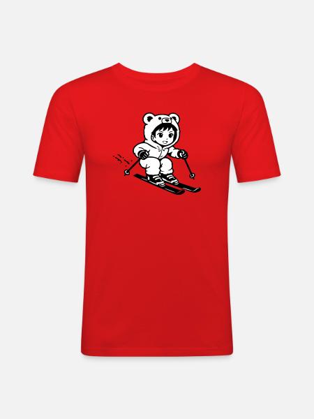 Ski Bears in Anime Style - Men's Slim Fit T-Shirt - red