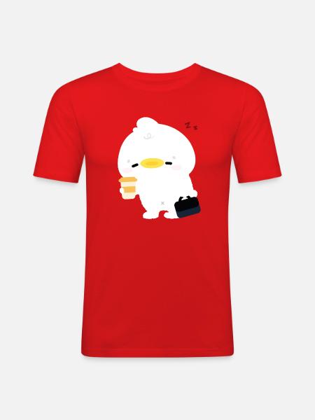 Kawaii-Enten-Kaffee-Moment - Männer Slim Fit T-Shirt - Rot