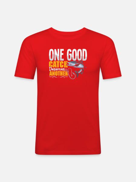 Pêcheur, pêcheur, dits, Petri Heil - T-shirt près du corps Homme - rouge