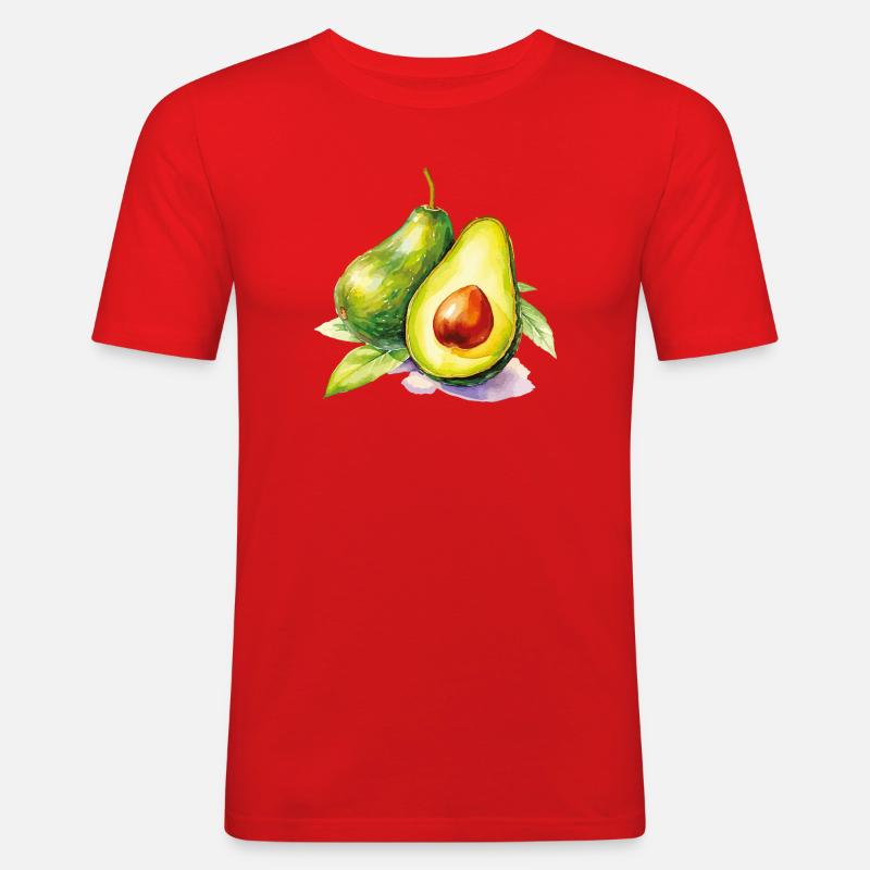 Freschezza dell'acquerello dell'avocado - Maglietta aderente da uomo - rosso
