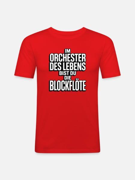 Orchester des Lebens Blockflöte Design - Männer Slim Fit T-Shirt - Rot