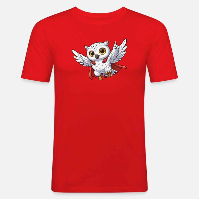 Coole Eule Motivationssprüche Held Schneeeule - Männer Slim Fit T-Shirt - Rot