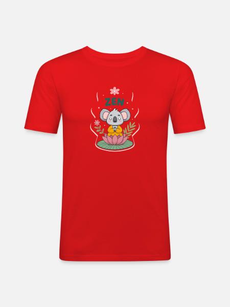 Zen Koala on Lotus - Men's Slim Fit T-Shirt - red