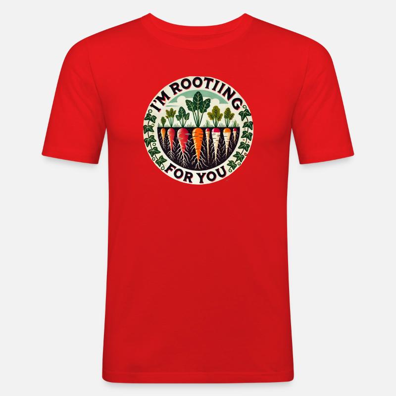 Rootin' Carrot Patch Round - Men's Slim Fit T-Shirt - red