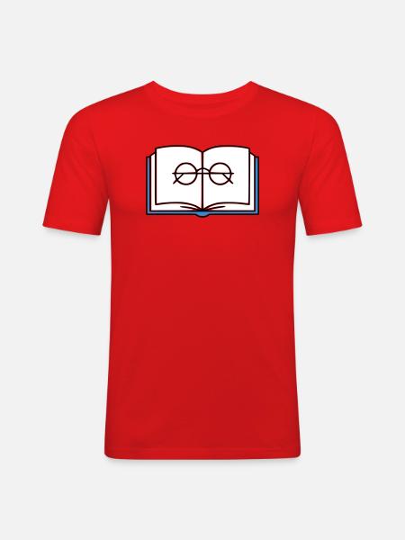 Open Book Glasses School - Men's Slim Fit T-Shirt - red