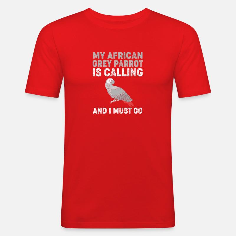 Papagei Grau Graupapagei - Männer Slim Fit T-Shirt - Rot