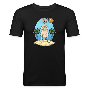 Känguru Strand Kokosnuss Sommer - Männer Slim Fit T-Shirt - Schwarz - Vorne - Nik (191cm)