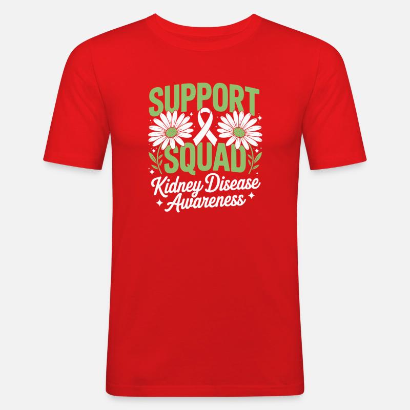 Nierenbewusstsein des Support Squad - Männer Slim Fit T-Shirt - Rot