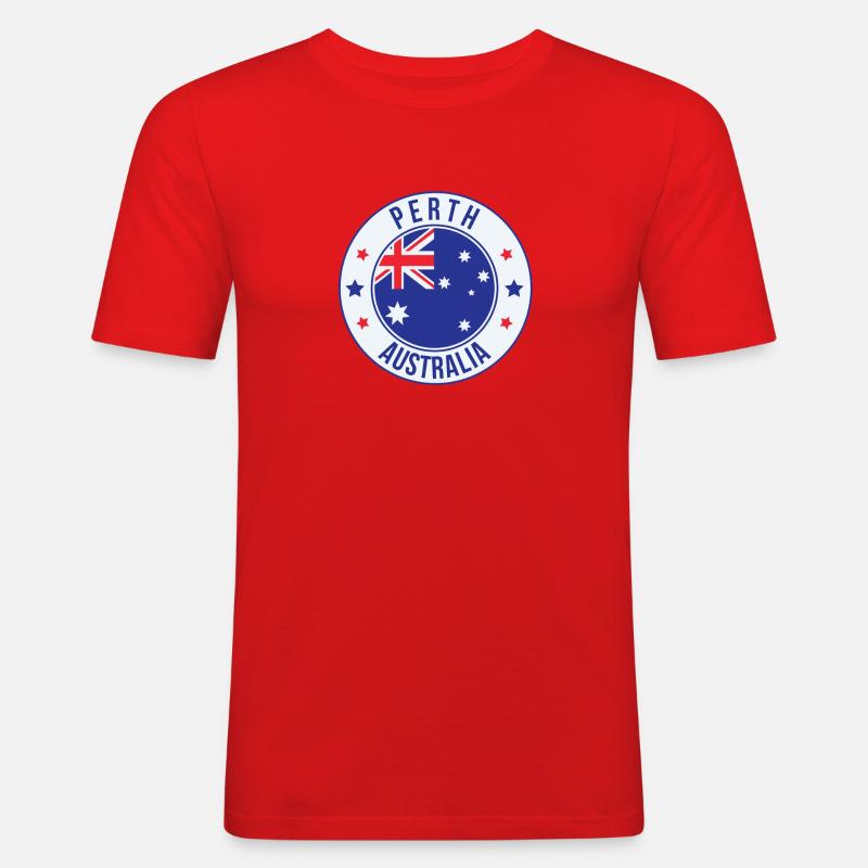 Perth Australia Circle Abzeichen - Männer Slim Fit T-Shirt - Rot