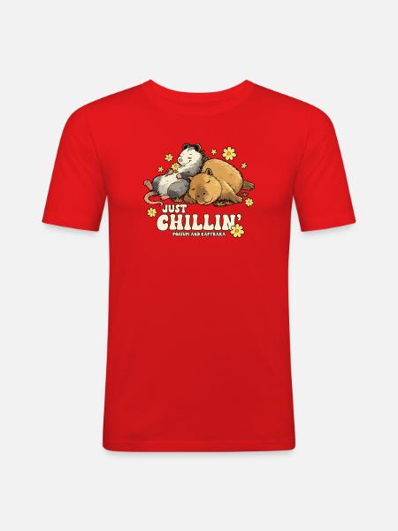 Just Chillin' Possum and Capybara - Men's Slim Fit T-Shirt - red