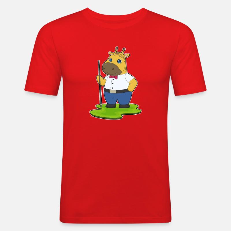 Giraffe Billiard Queue Sport - Männer Slim Fit T-Shirt - Rot