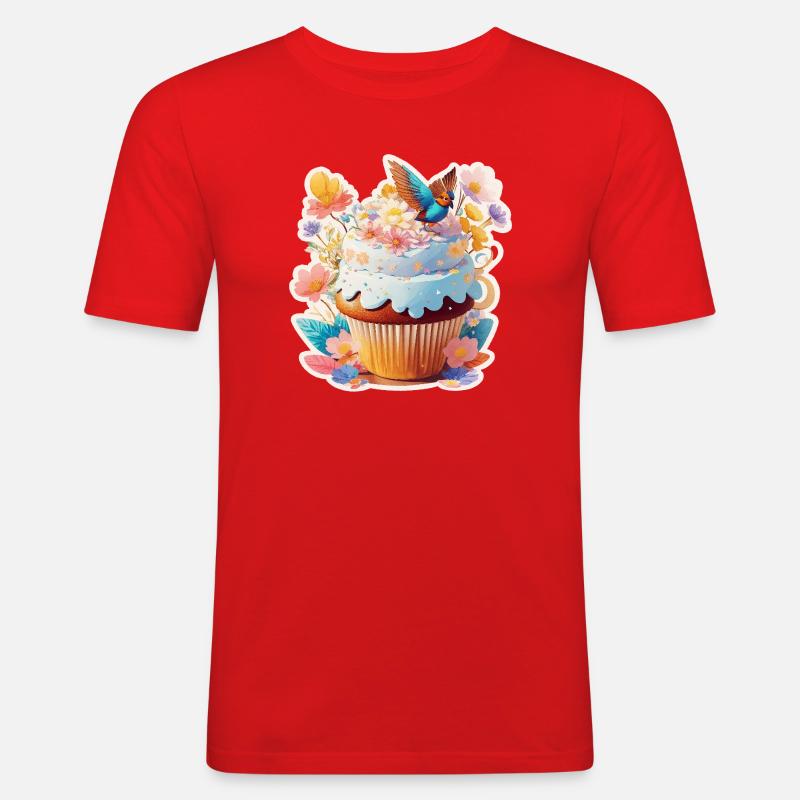  Cupcake Vogel - Männer Slim Fit T-Shirt - Rot
