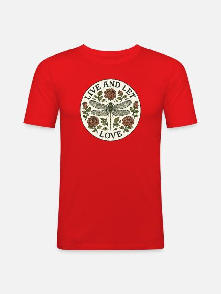 Live and Let Love Dragonfly Circle - Men's Slim Fit T-Shirt - red