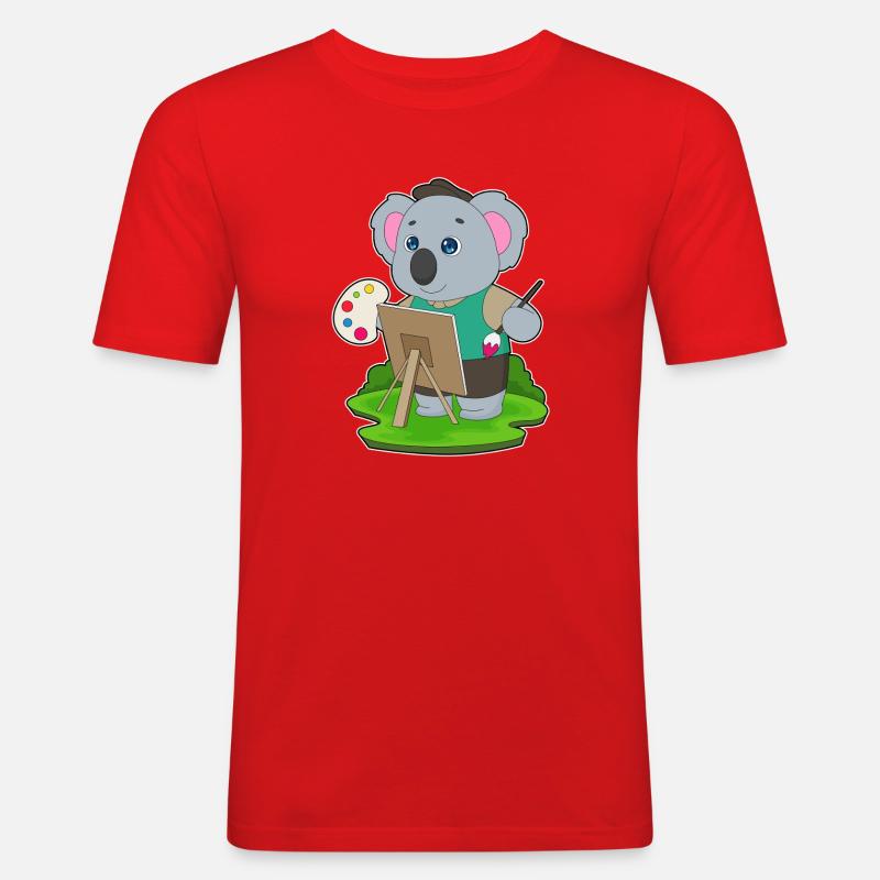 Koala Maler Pinsel Malen - Männer Slim Fit T-Shirt - Rot
