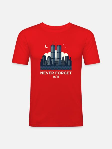 Never Forget 9/11 Skyline Night - Men's Slim Fit T-Shirt - red
