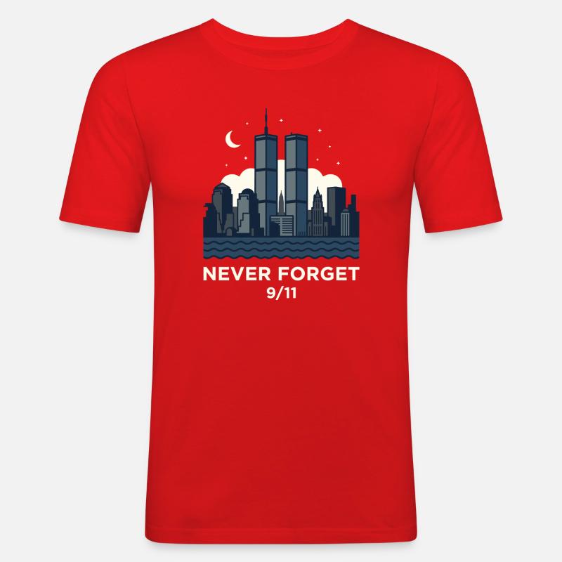Never Forget 9/11 Skyline Night - Men's Slim Fit T-Shirt - red