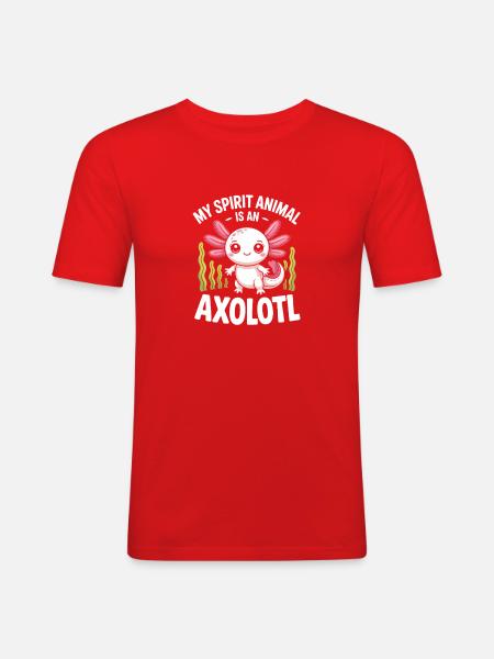 Axolotl Geisttier-Tee - Männer Slim Fit T-Shirt - Rot