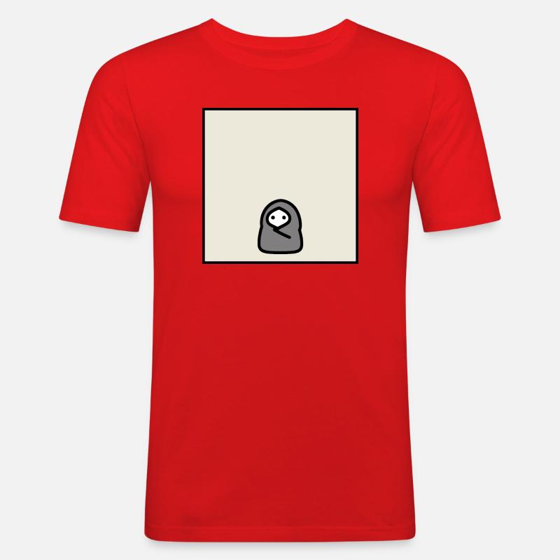 Introvert Cocoon Minimal Meme Character - Männer Slim Fit T-Shirt - Rot