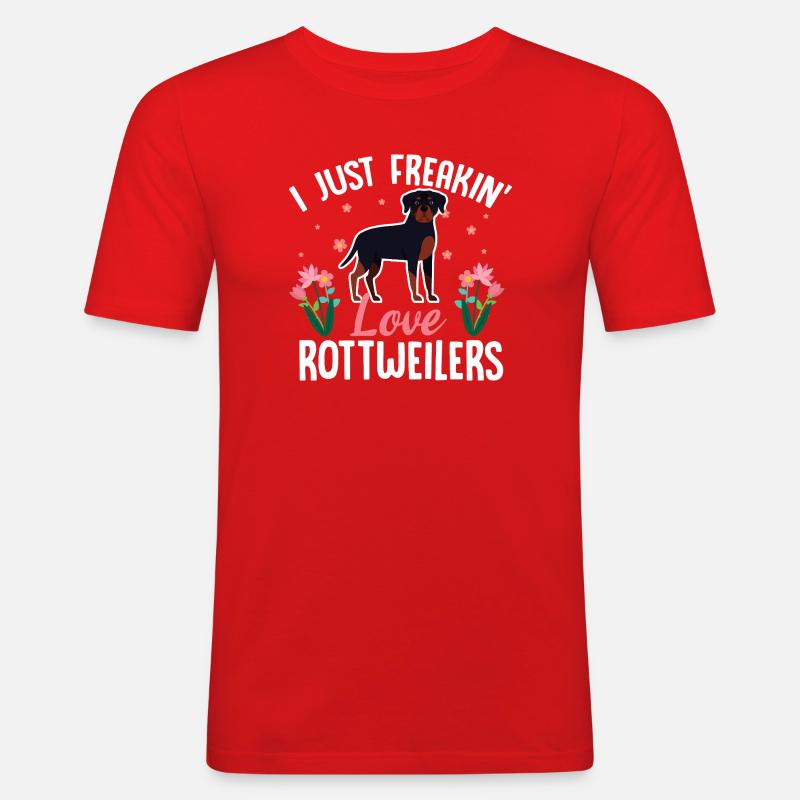 Ich liebe Rottweiler einfach - Männer Slim Fit T-Shirt - Rot