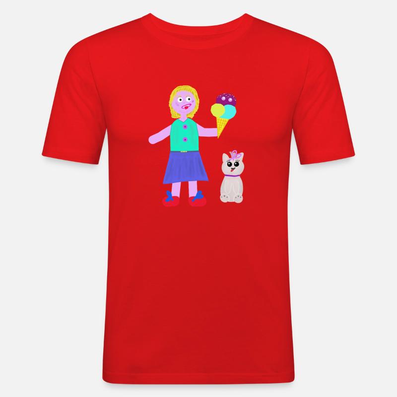 Eiscreme-Mädchen Eiscreme Eiswaffel Eis - Men's Slim Fit T-Shirt - red