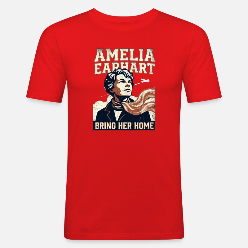 Amelia Earhart – Bring Her Home - Men's Slim Fit T-Shirt - red