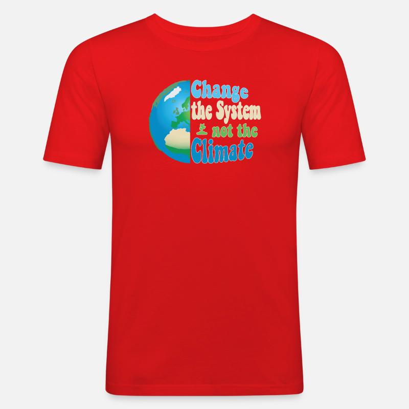 Change the system, not the climate - Männer Slim Fit T-Shirt - Rot