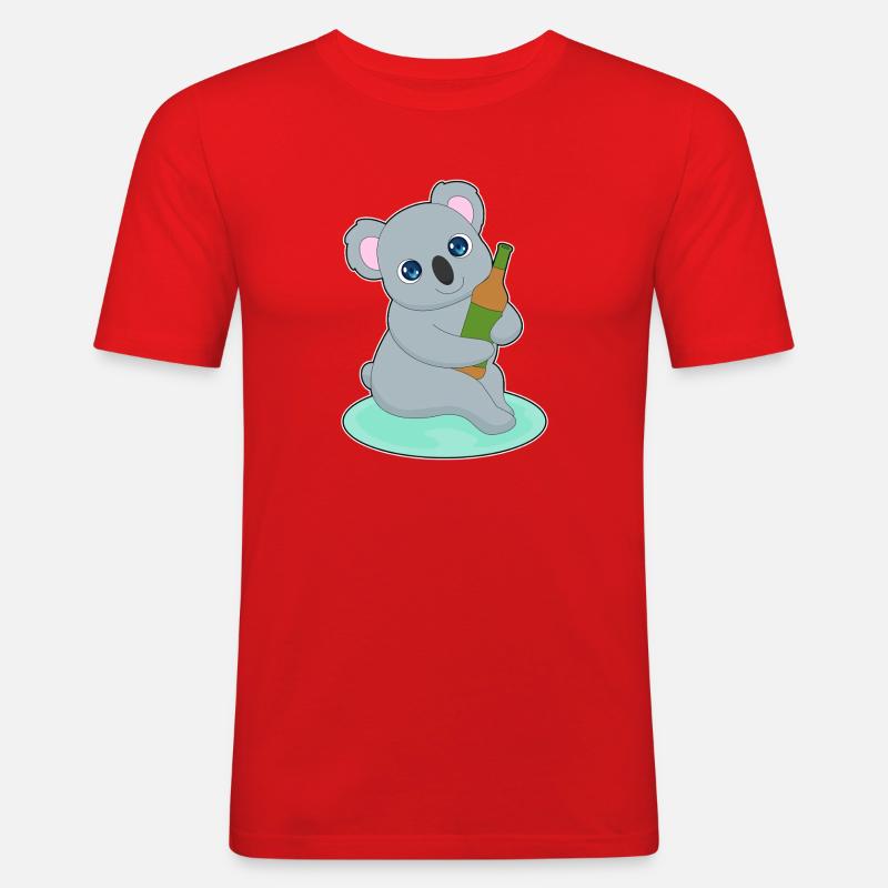 Koala Flasche Bier - Männer Slim Fit T-Shirt - Rot