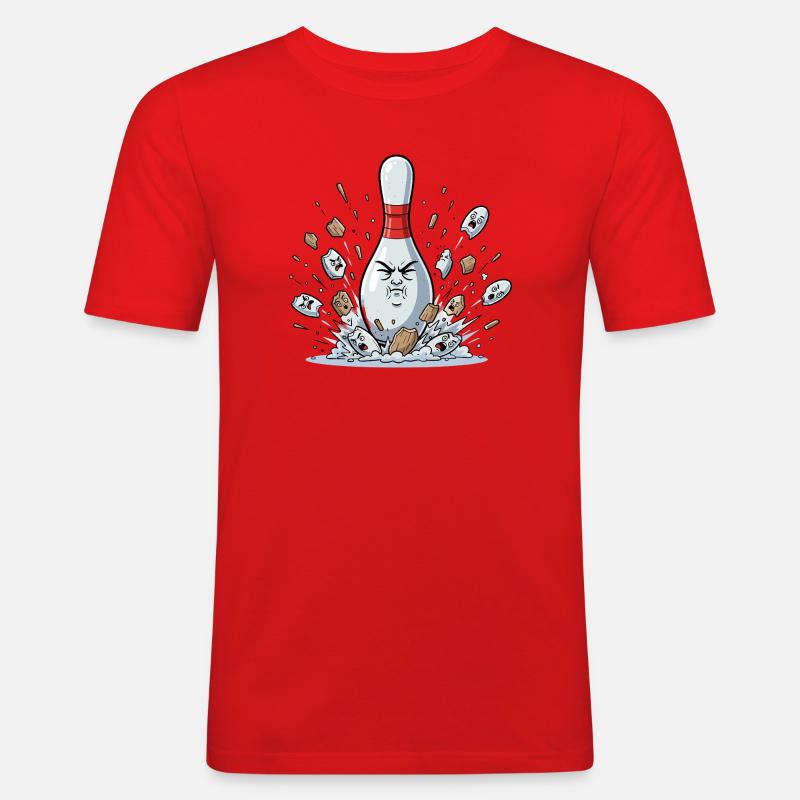 Exploding Bowling Pin Cartoon - Men's Slim Fit T-Shirt - red
