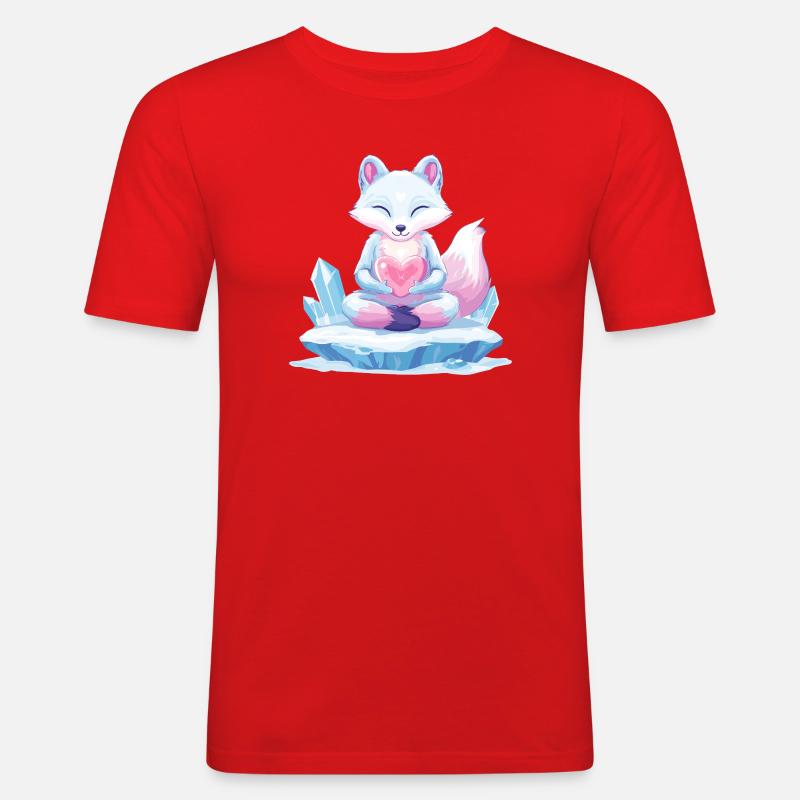 Pastell-Eisfuchs mit Herz - Männer Slim Fit T-Shirt - Rot