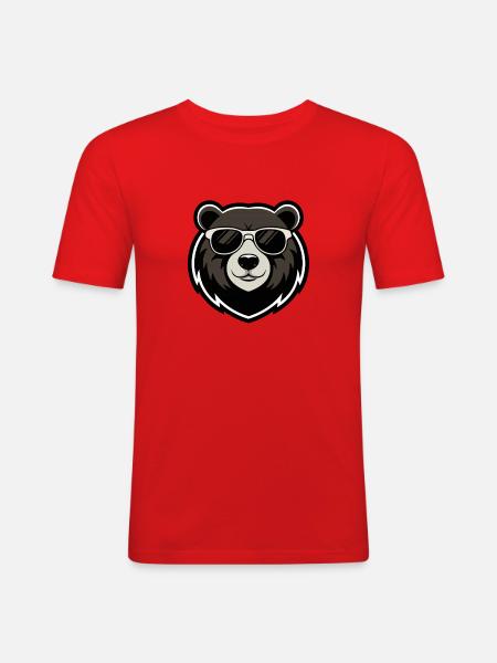 Urban Bear Dark Glasses - Men's Slim Fit T-Shirt - red
