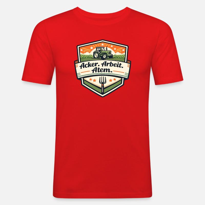 Acker Arbeit Atem Badge - Männer Slim Fit T-Shirt - Rot