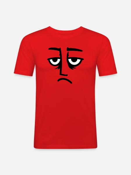 Grumpy sad disappointed face funny - Men's Slim Fit T-Shirt - red