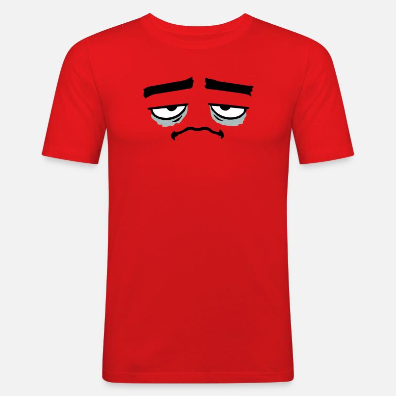 Grumpy sad disappointed face funny - Men's Slim Fit T-Shirt - red