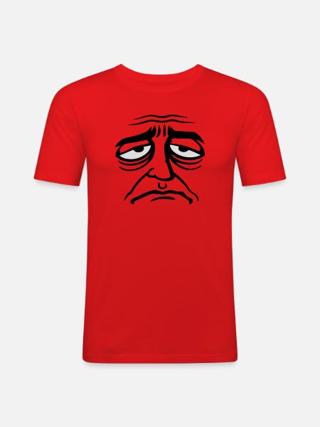 Grumpy sad disappointed face funny - Men's Slim Fit T-Shirt - red